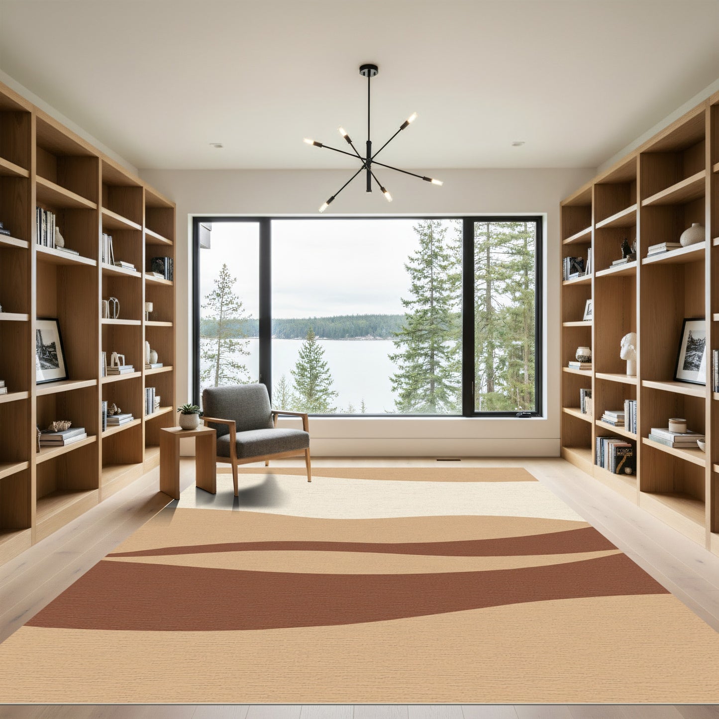 Earthy Gradient Abstract Wave Rug