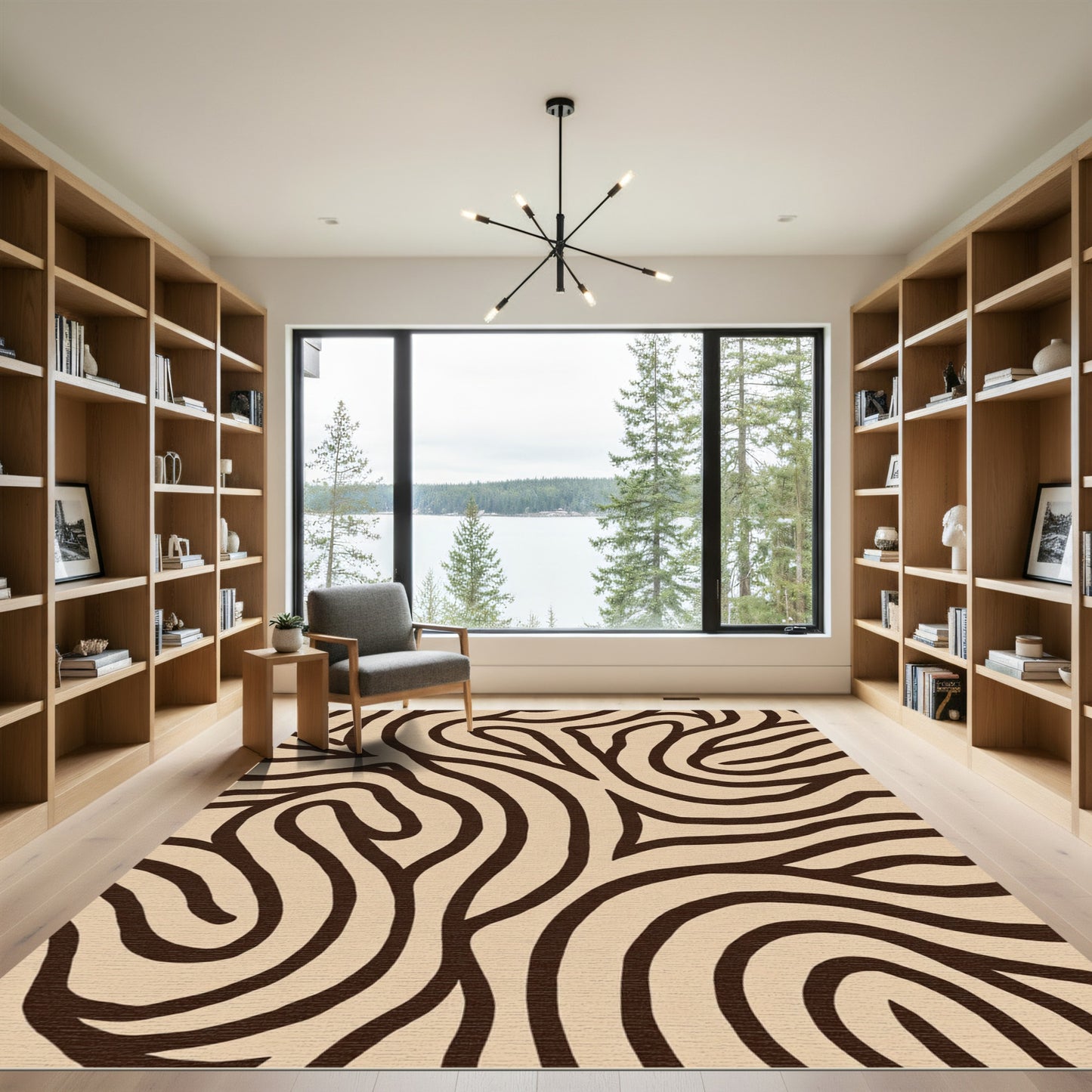 Brown Organic Flowing Lines Rug