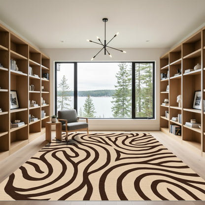Brown Organic Flowing Lines Rug