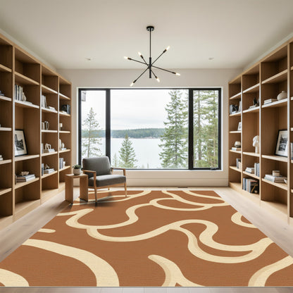Earthy Swirl Abstract Terra Cotta Rug