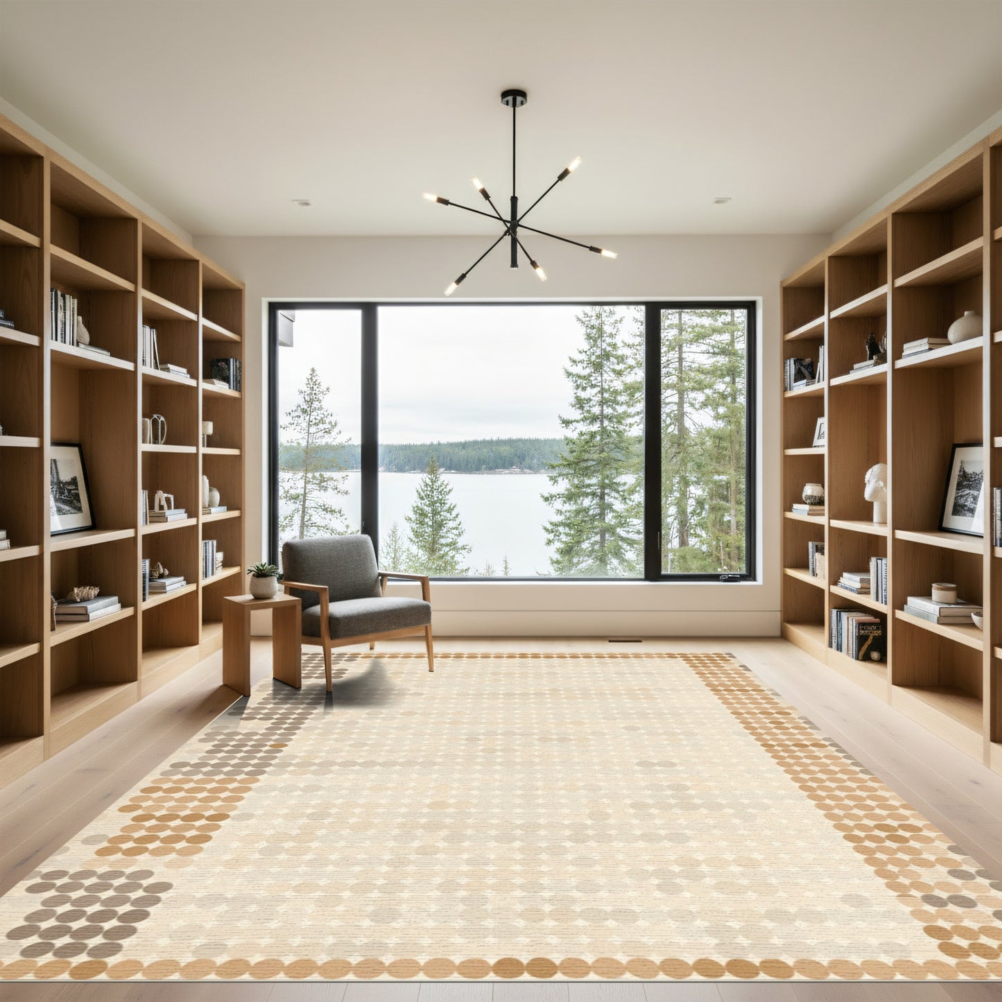 Neutral Tone Gradient Dotted Border Rug
