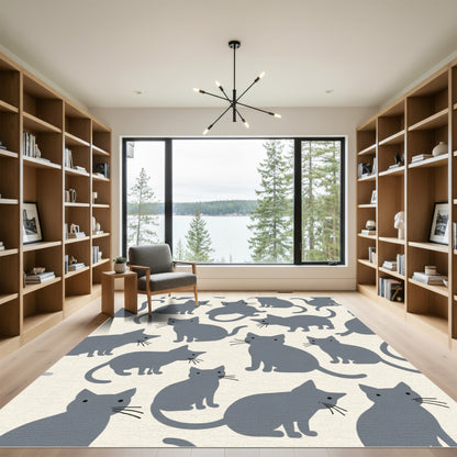 Gray Cats Repeating Composition Rug