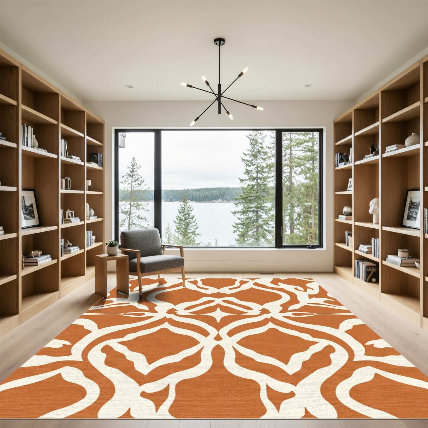 Terra Cotta Ivory Organic Scroll Rug