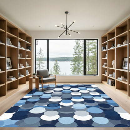 Ocean Blue Layered Circles Rug