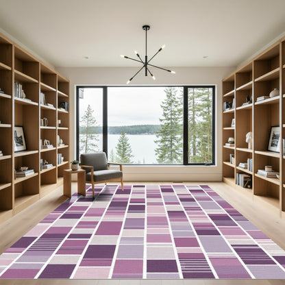 Purple Pink Rectangular Blocks Rug