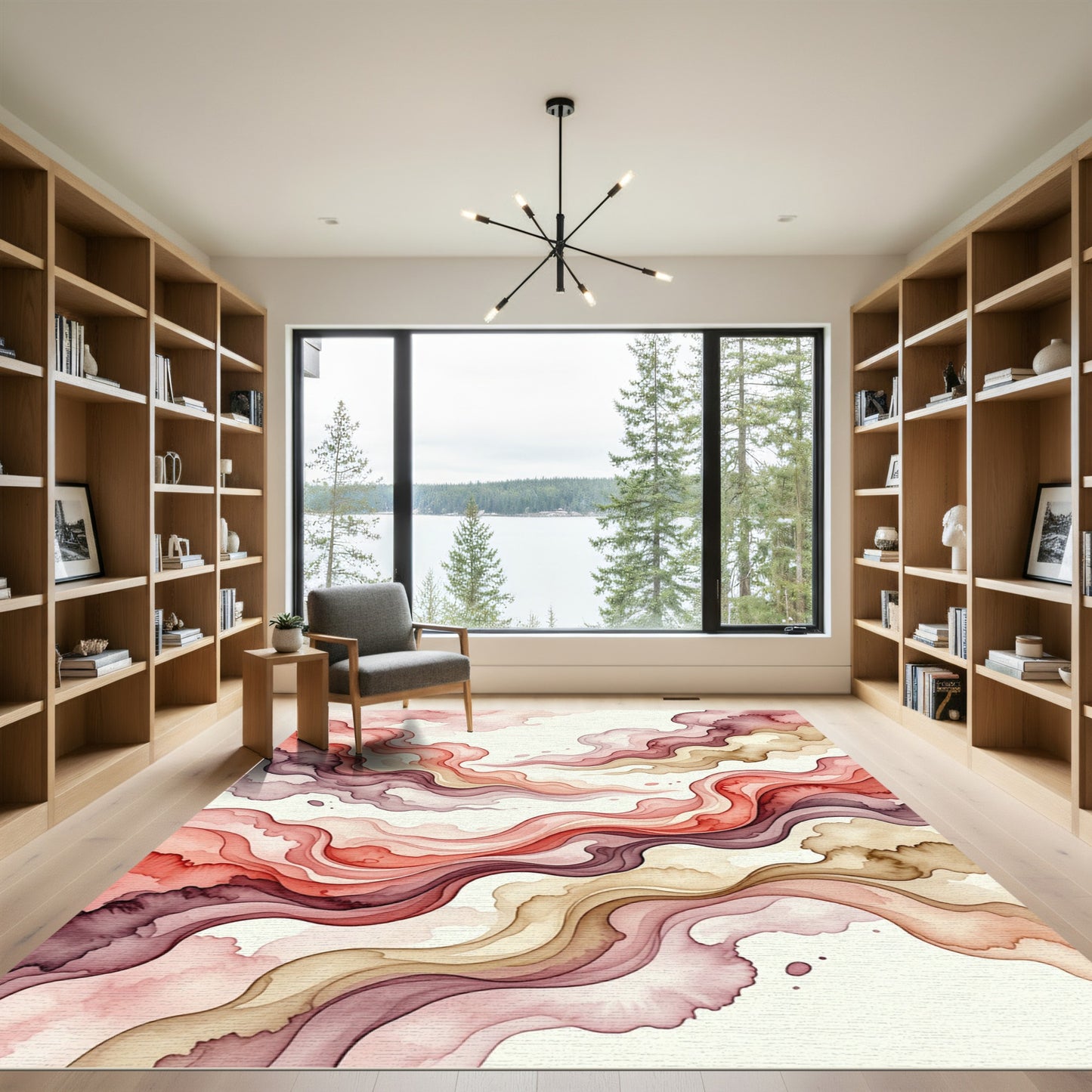 Red And Purple Swirling Watercolor Flow Rug