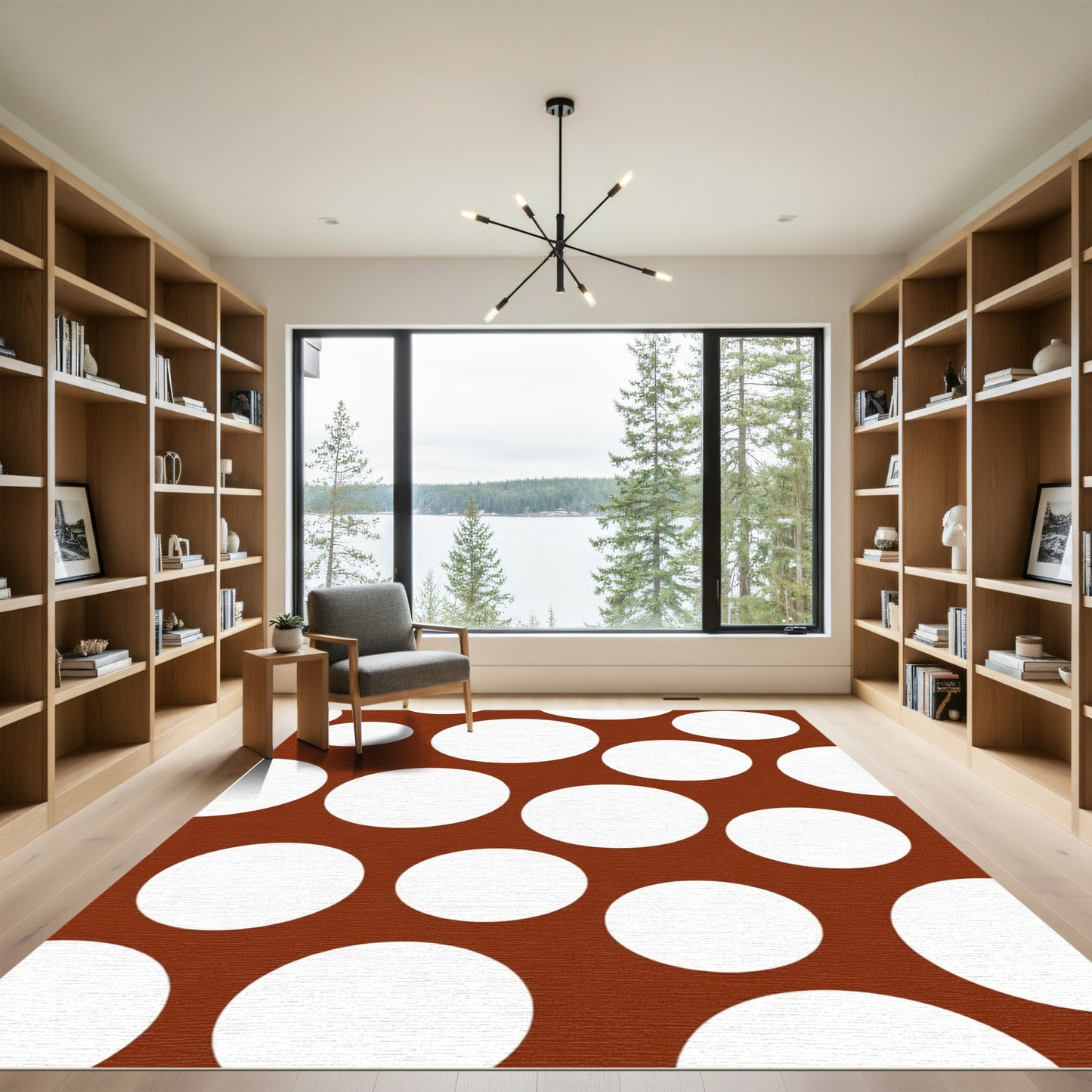 Retro White Polka Dot Rug