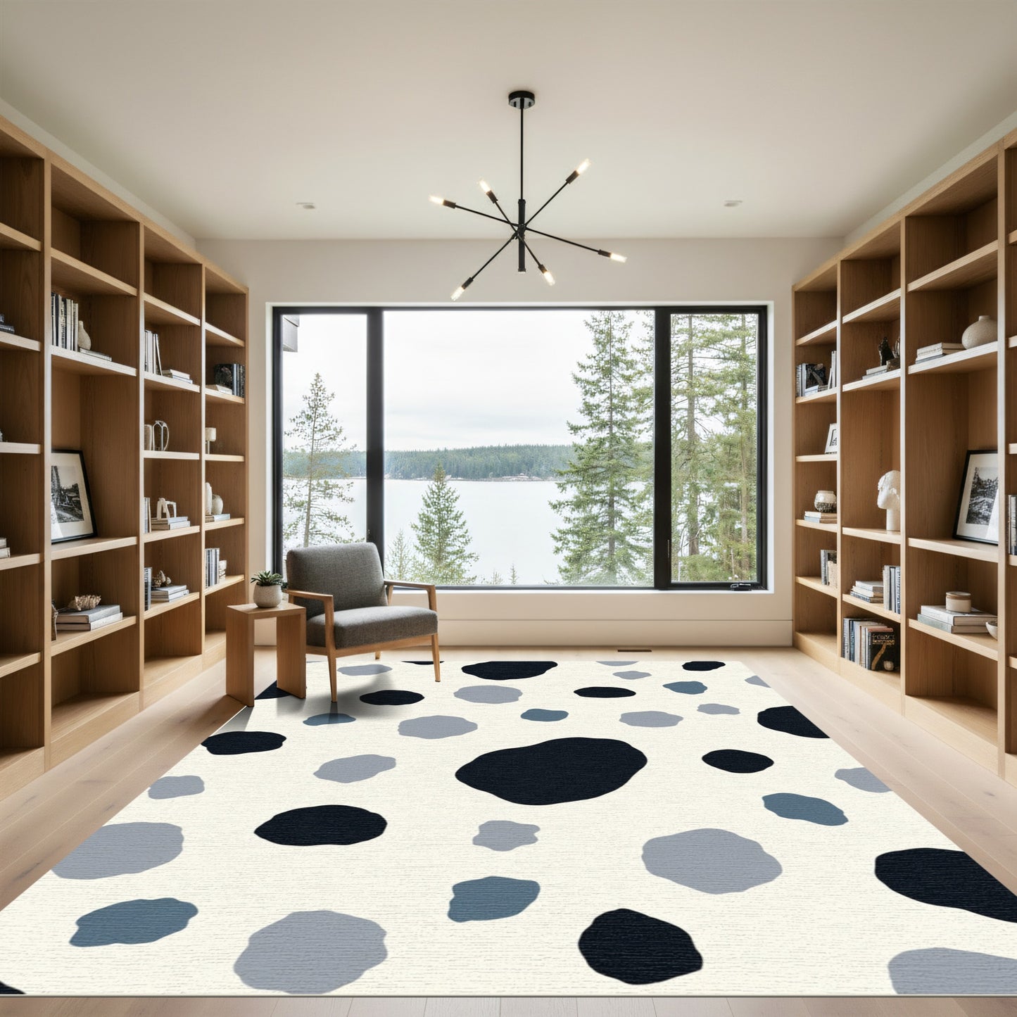 Abstract Black Gray Cloud Scatter Rug