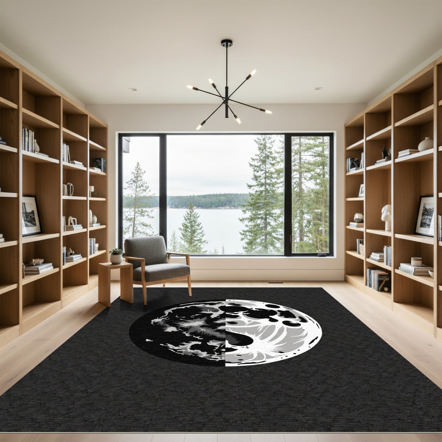 Yin Yang Moon Gray Surface Rug