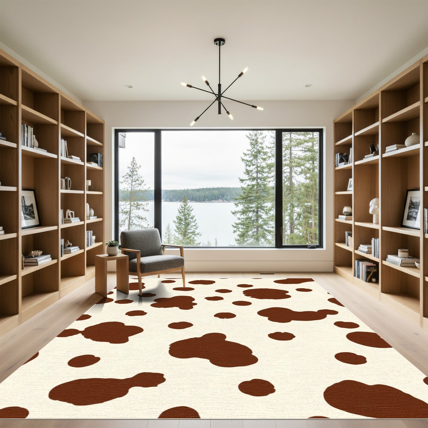 Brown Spots Cream Cowhide Rug