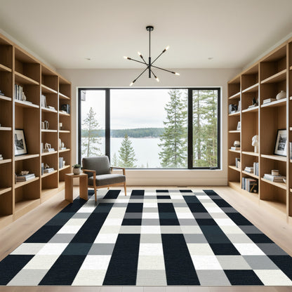 Monochromatic Buffalo Check Abstract Rug