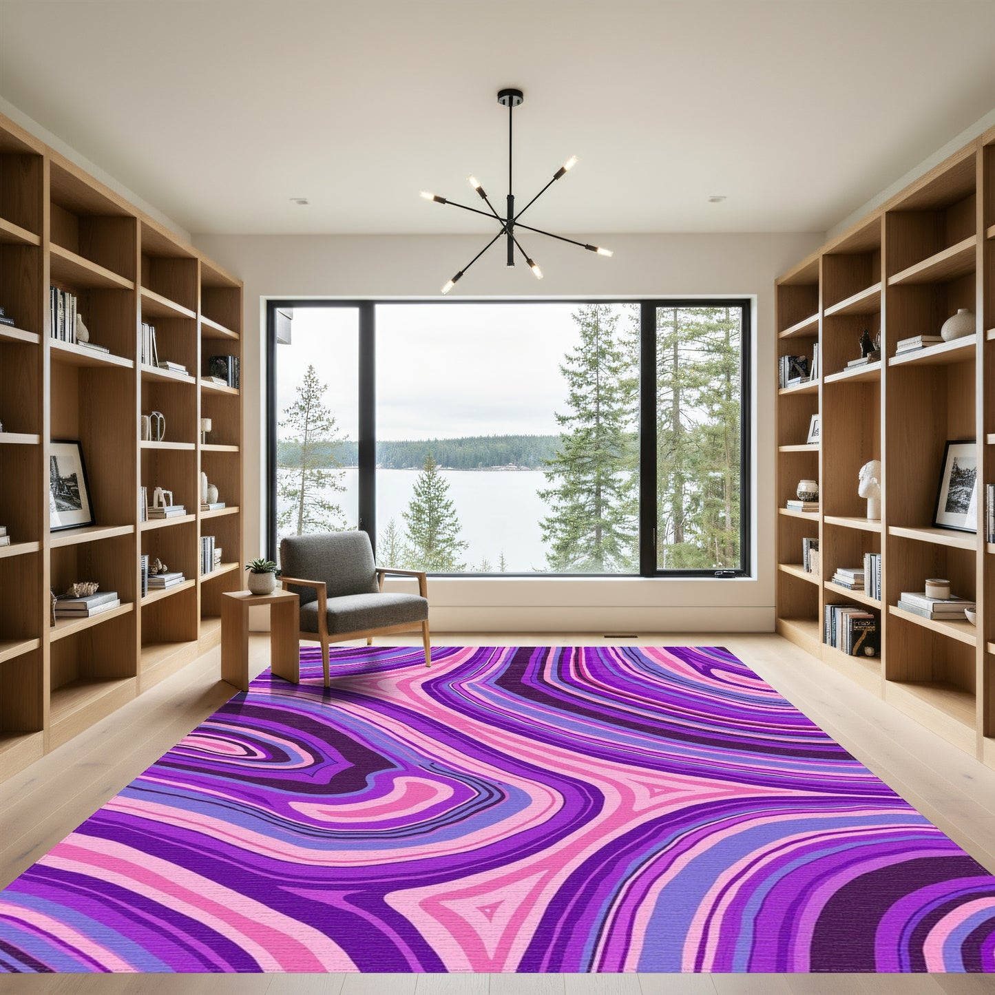 Pink Purple Swirling Wave Rug