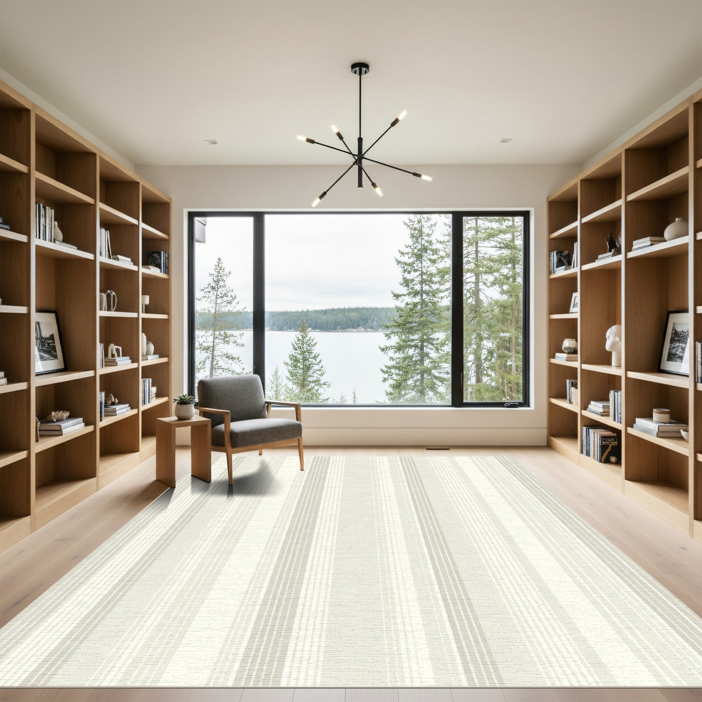 Soft Cream Vertical Stripe Rug