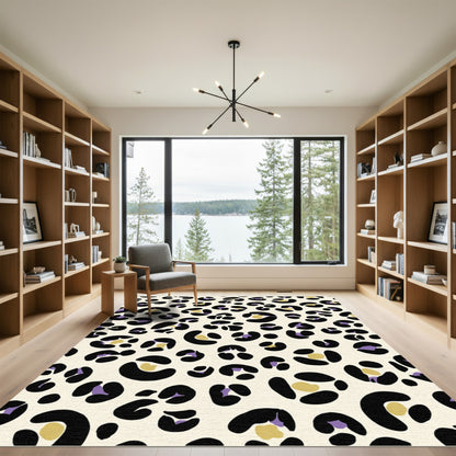Cream Black Purple Gold Spots Rug