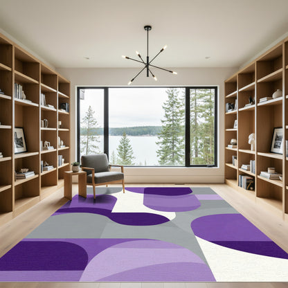 Modern Purple Slate Geometric Forms Rug