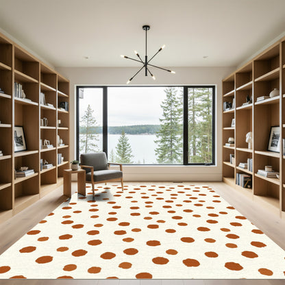 Rust Dots Scattered Organic Pattern Rug