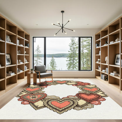 Coral Lace Heart Garland Rug