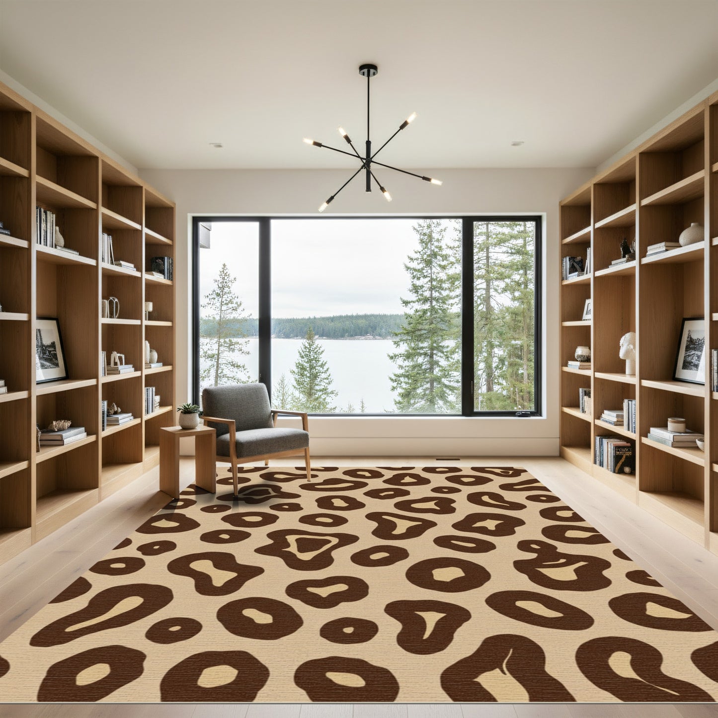 Brown Tan Leopard Spots Rug