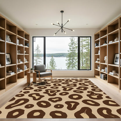 Brown Tan Leopard Spots Rug
