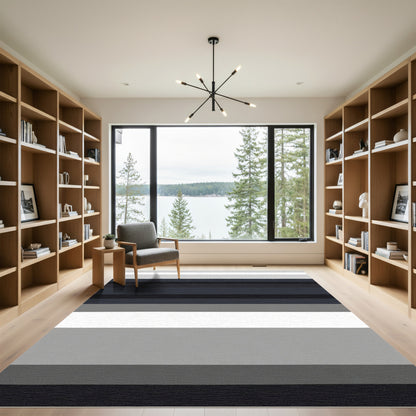Gradient Gray Horizontal Stripe Rug