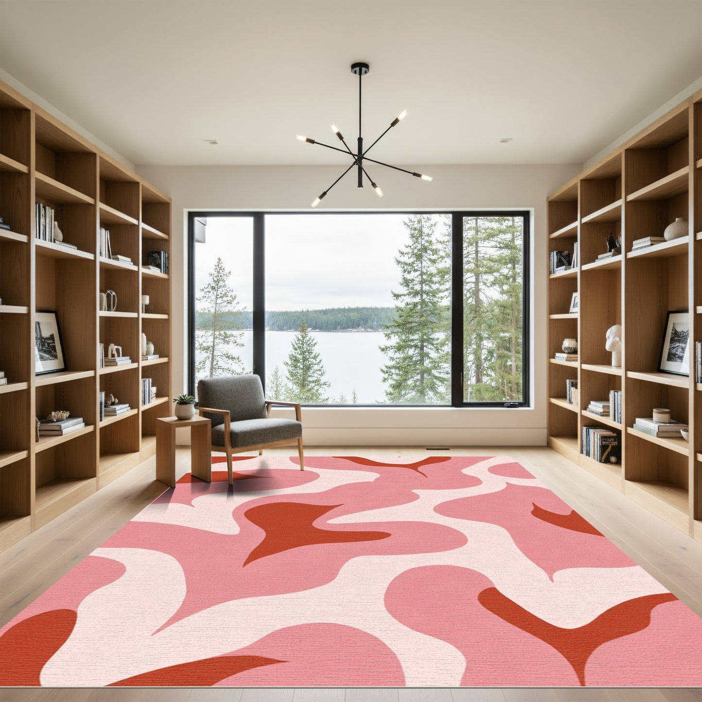 Retro Pink and Coral Swirl Rug