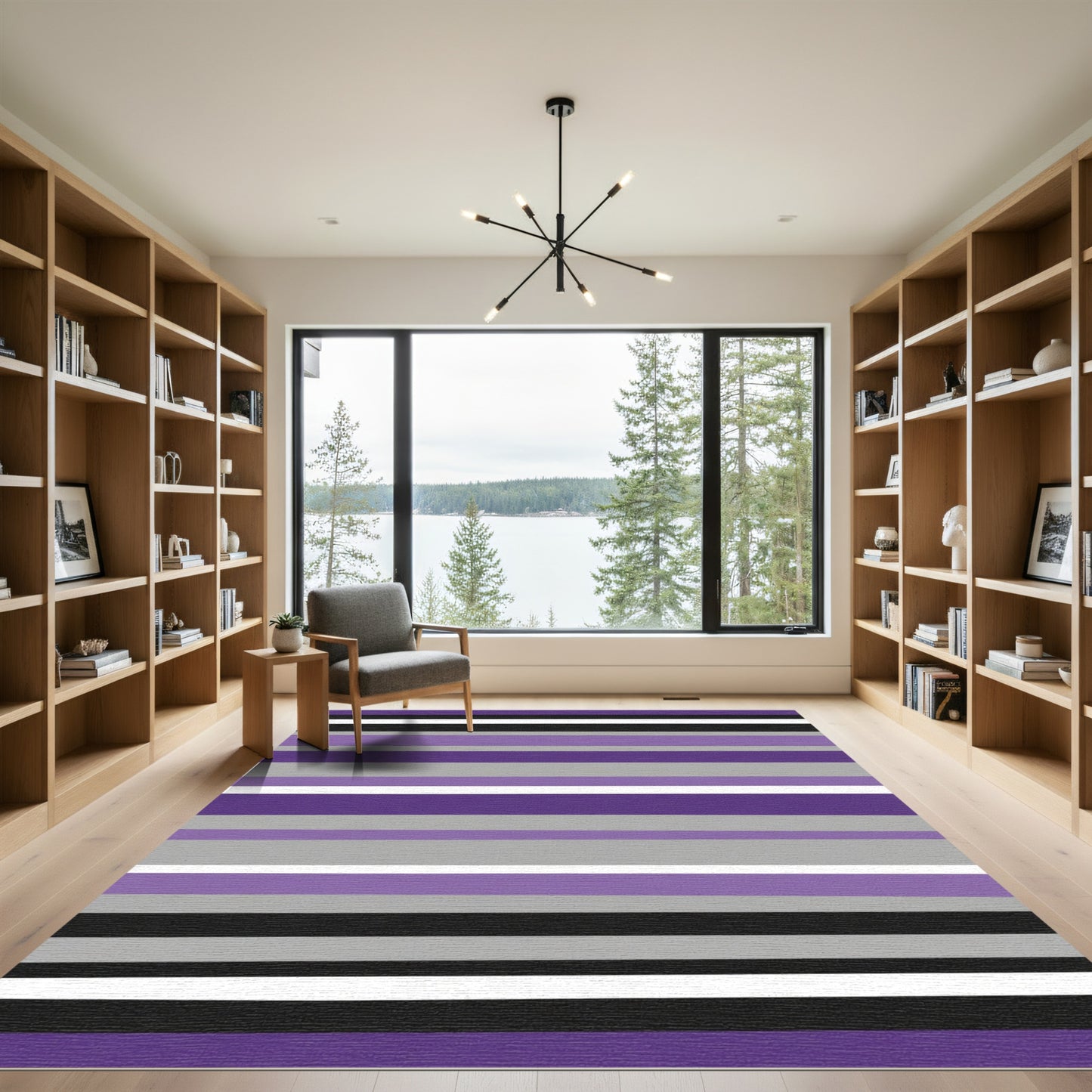 Purple Lavender Gray Black Stripe Rug