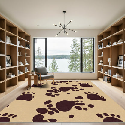Deep Brown Paw Prints Throughout Rug