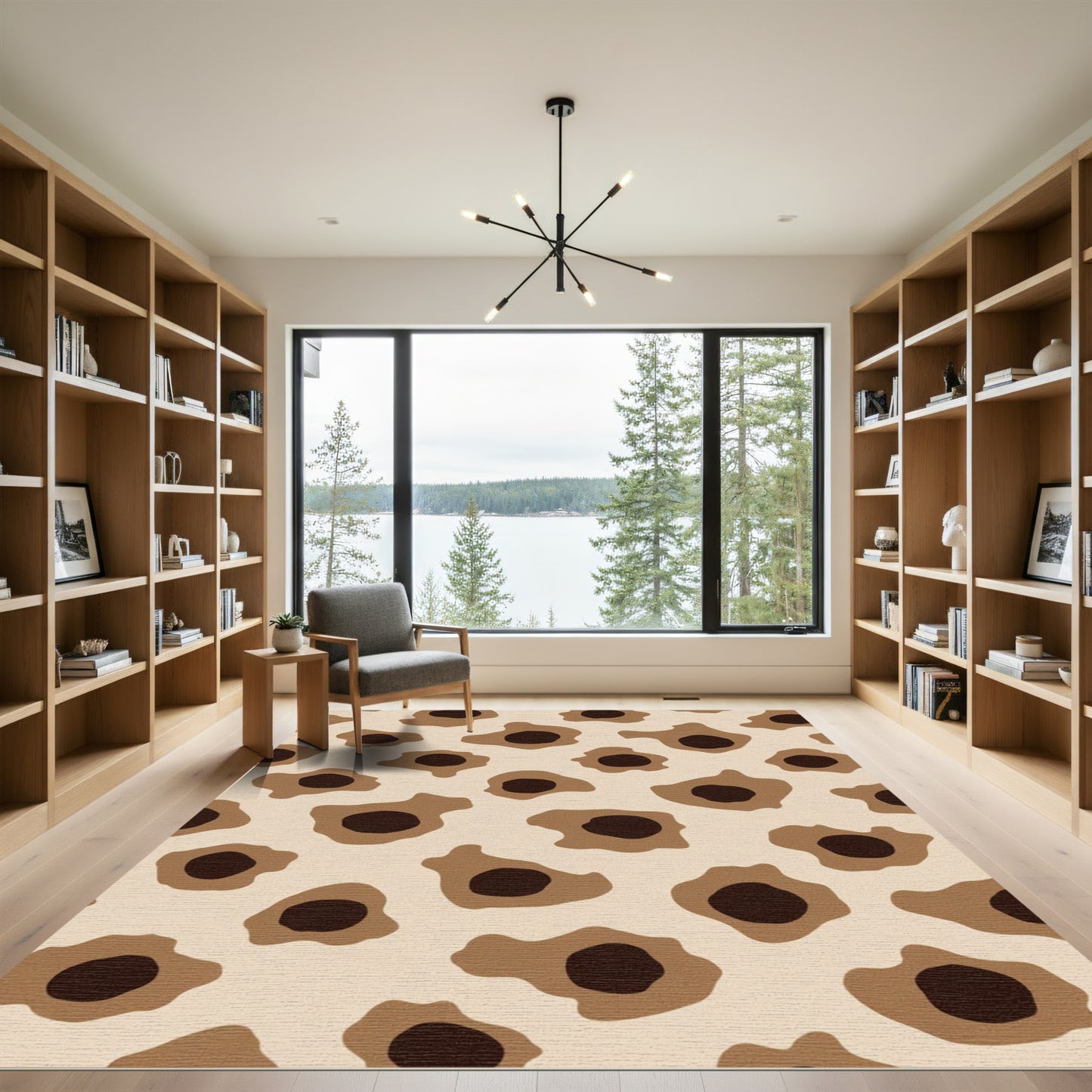 Earthy Brown Spotted Irregular Shapes Rug