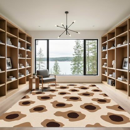 Earthy Brown Spotted Irregular Shapes Rug