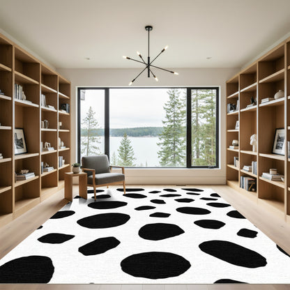 Black White Irregular Spots Rug