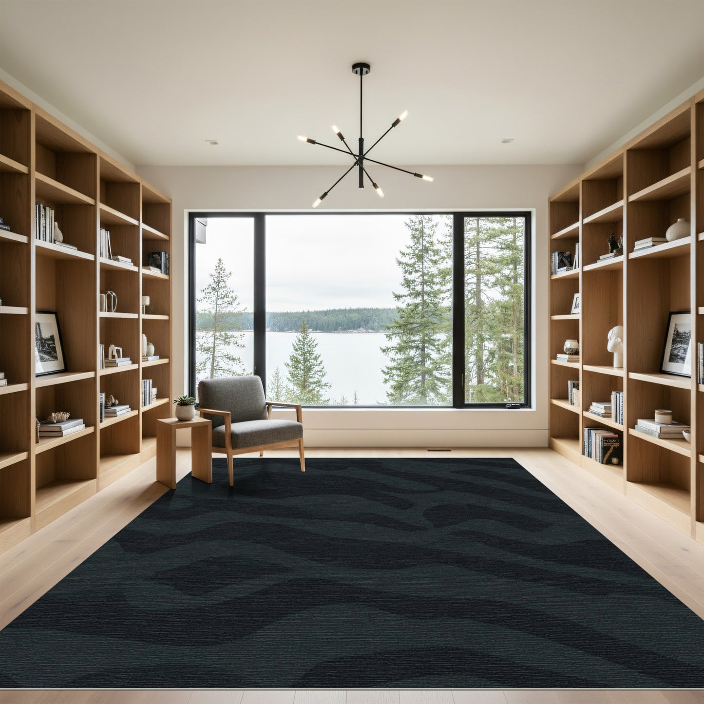 Dark Gray Abstract Zebra Stripes Rug