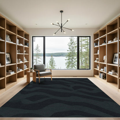 Dark Gray Abstract Zebra Stripes Rug