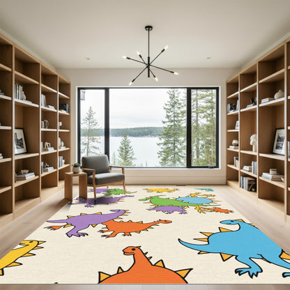 Colorful Cartoon Dinosaurs Playful Repeat Rug