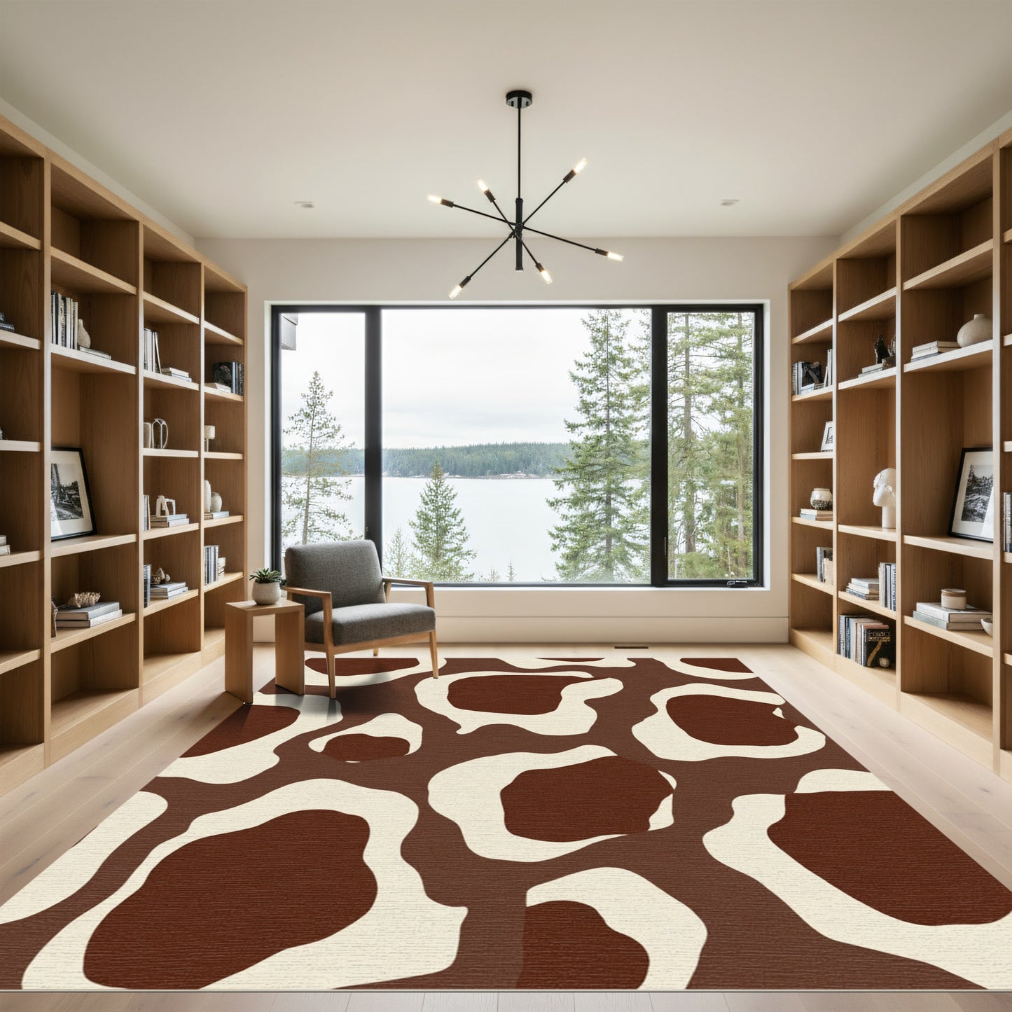 Brown Cream Animal Spot Rug