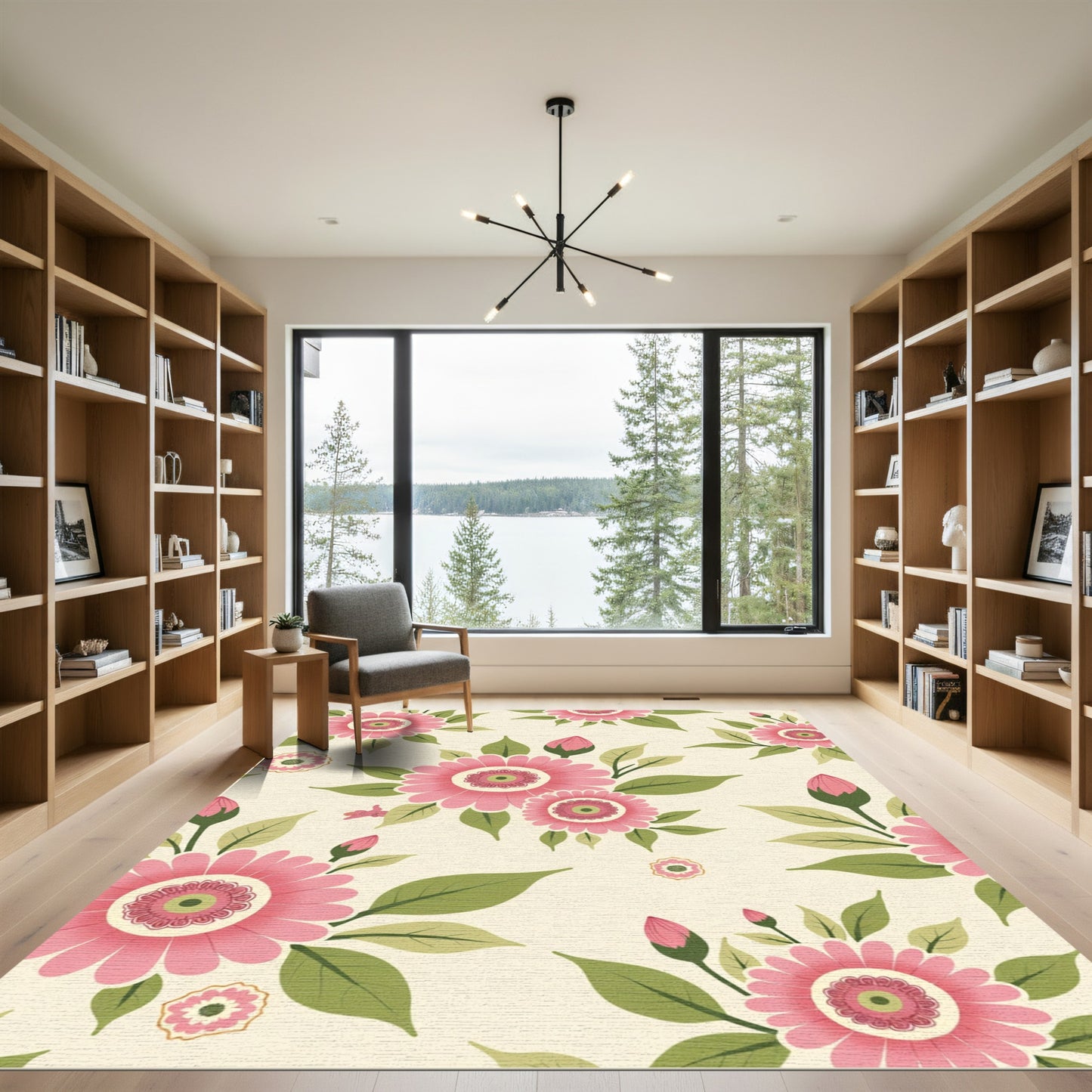 Pink Floral Blossom Garden Arrangement Rug