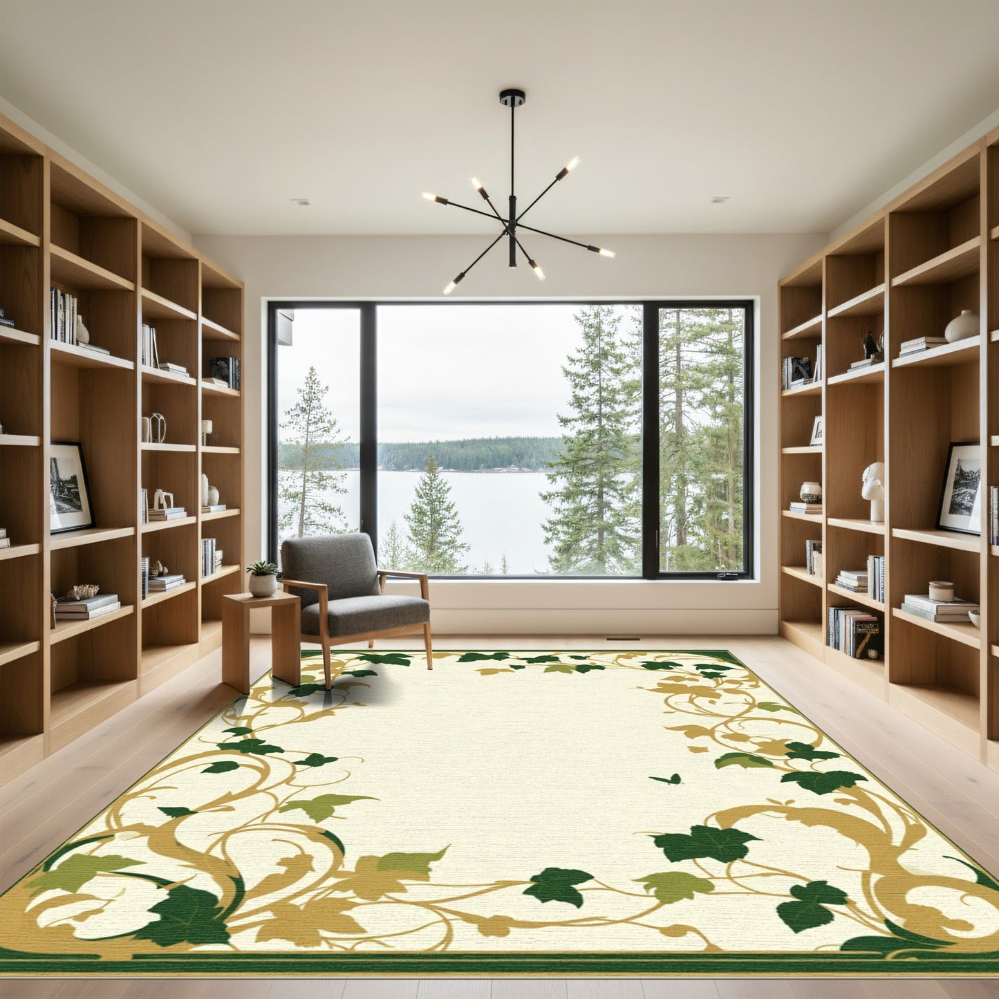 Gilded Greenery Butterfly Border Rug