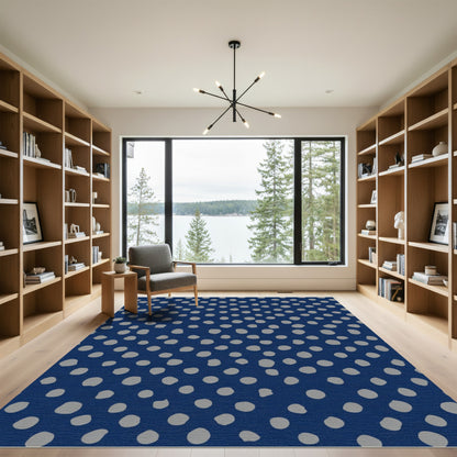 Navy Gray Scattered Dot Rug