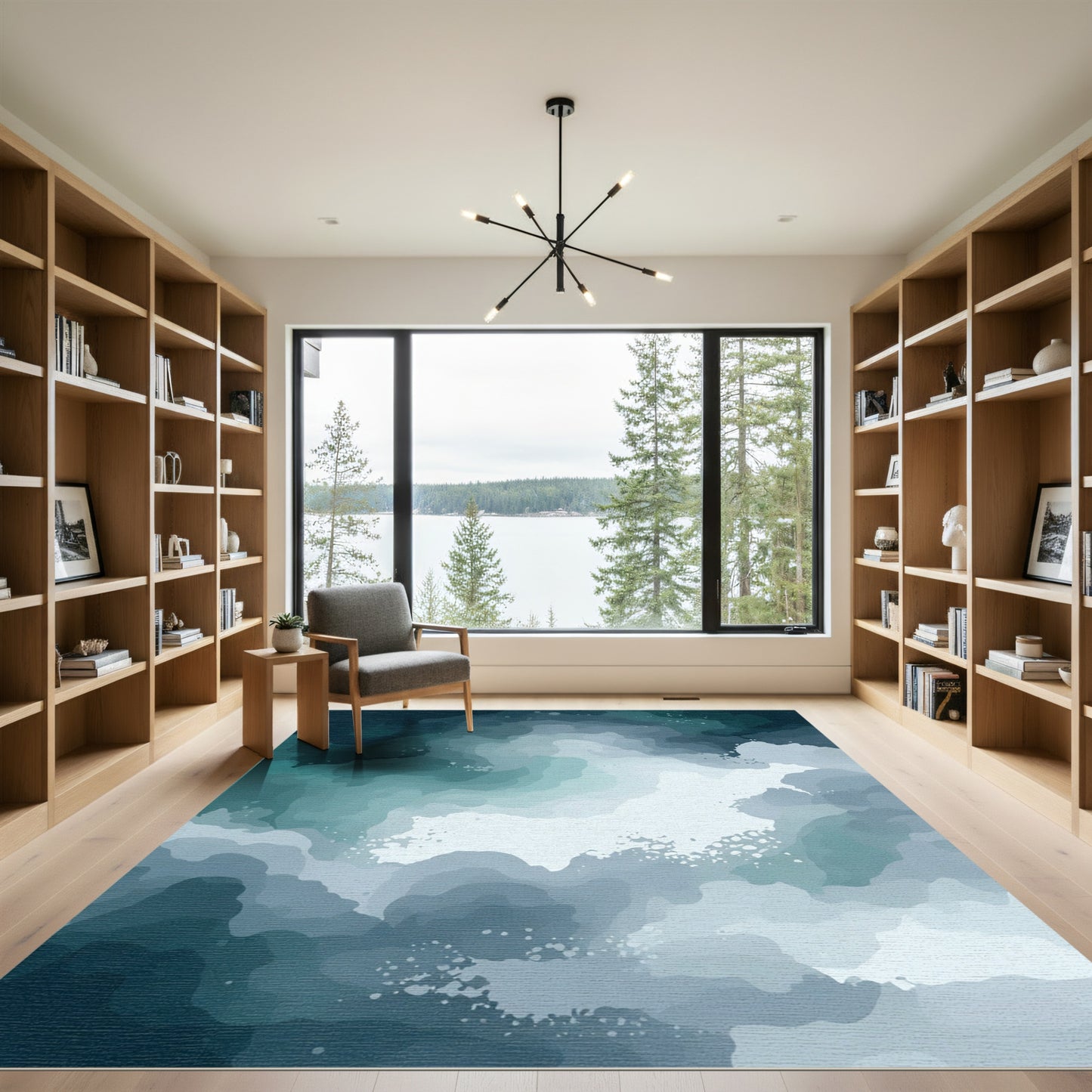 Deep Ocean Swirling Abstract Clouds Rug