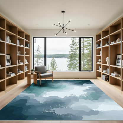 Deep Ocean Swirling Abstract Clouds Rug