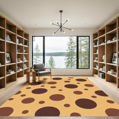 Warm Tan Brown Polka Dot Circles Rug