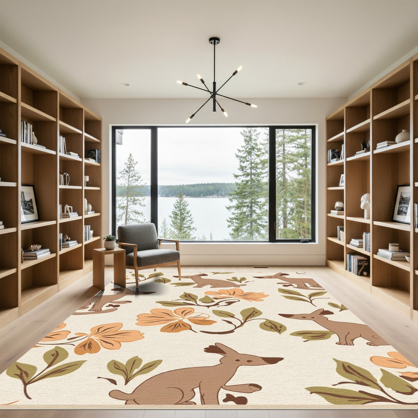 Brown Dog Garden Floral Layout Rug