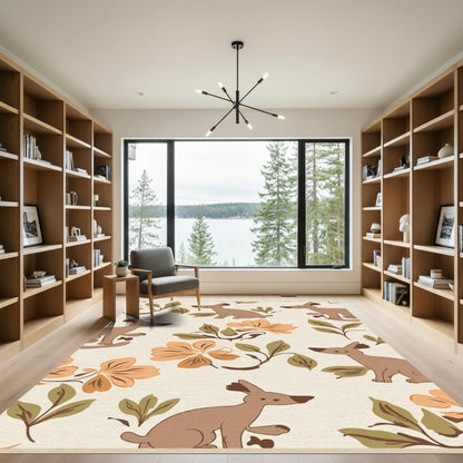 Brown Dog Garden Floral Layout Rug
