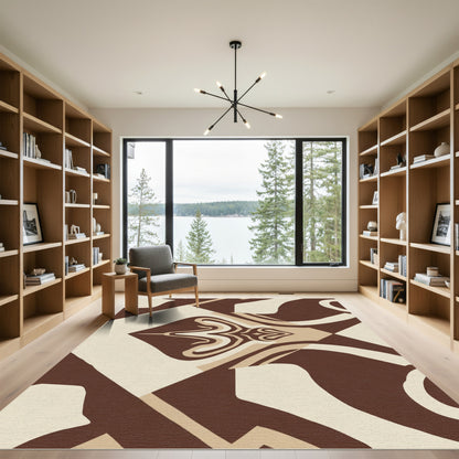 Earth Tones Abstract Swirl Diamond Rug