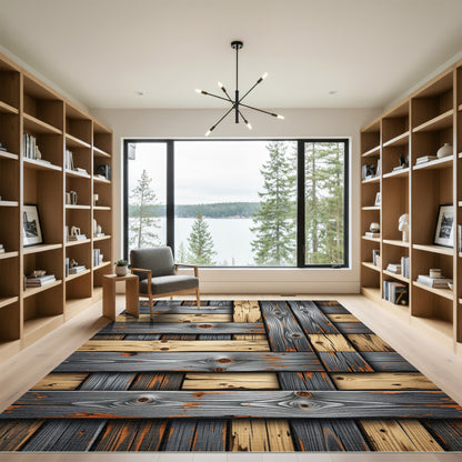 Rustic Wood Grain Weave Rug