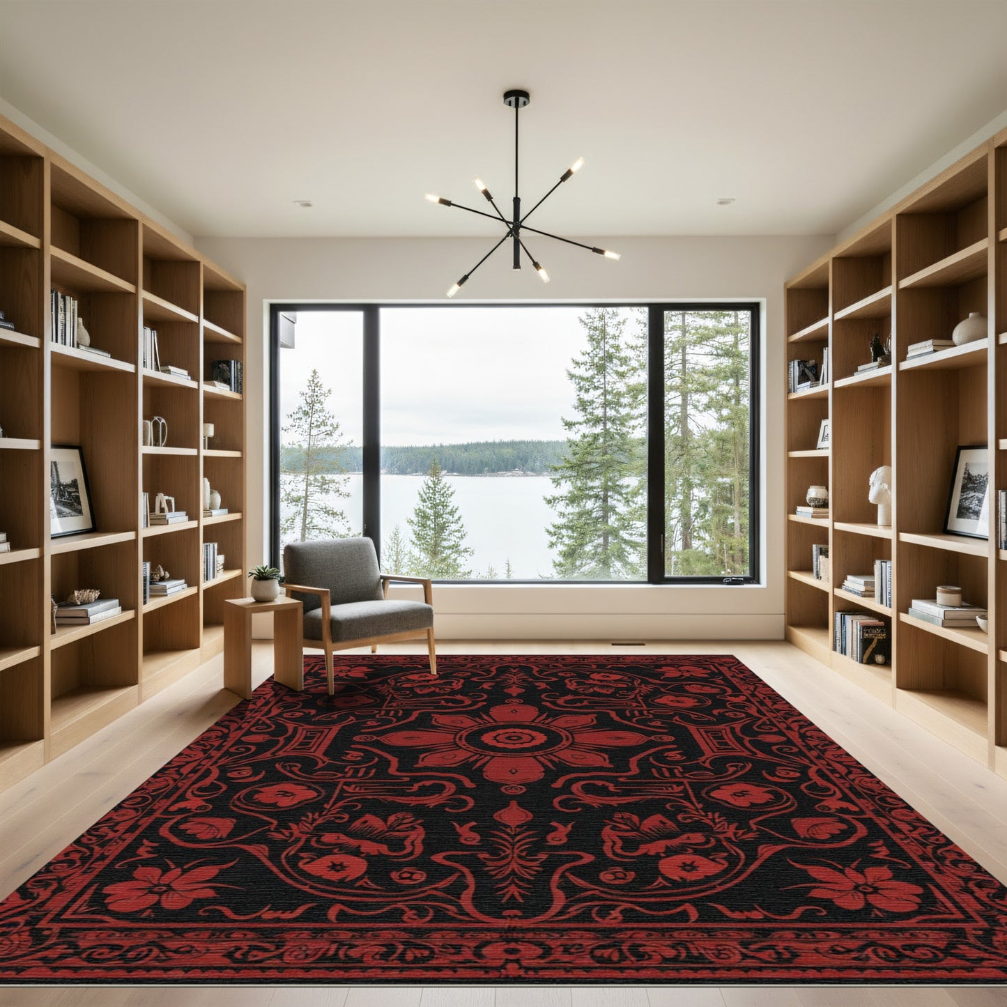Rich Red Vintage Floral Medallion Rug