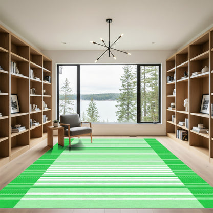 Green Horizontal Stripe Textured Rug