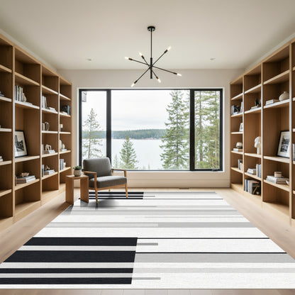 Monochrome Horizontal Stripe Block Rug