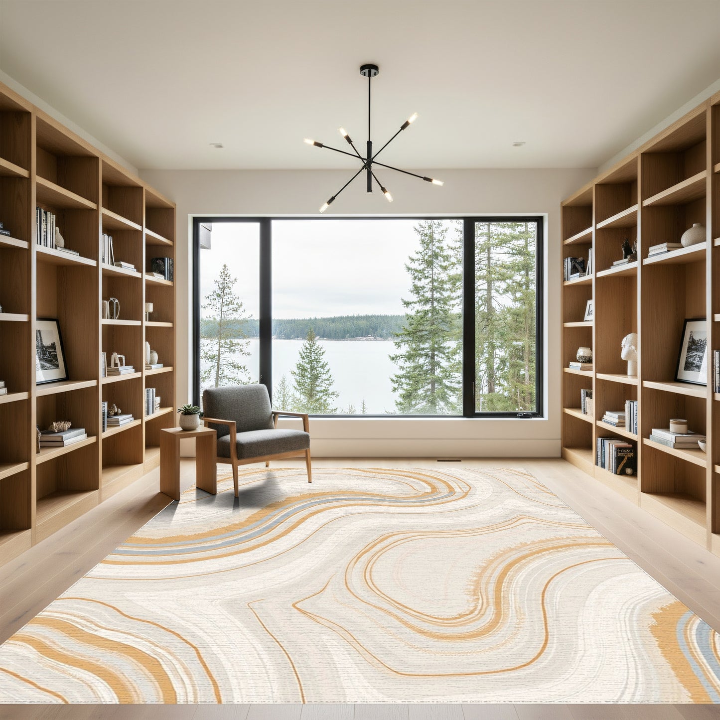 Cream Wavy Marble Vein Rug