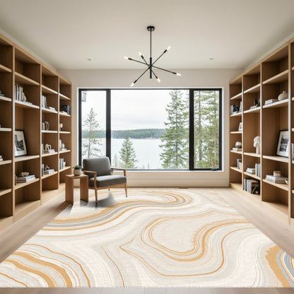 Cream Wavy Marble Vein Rug