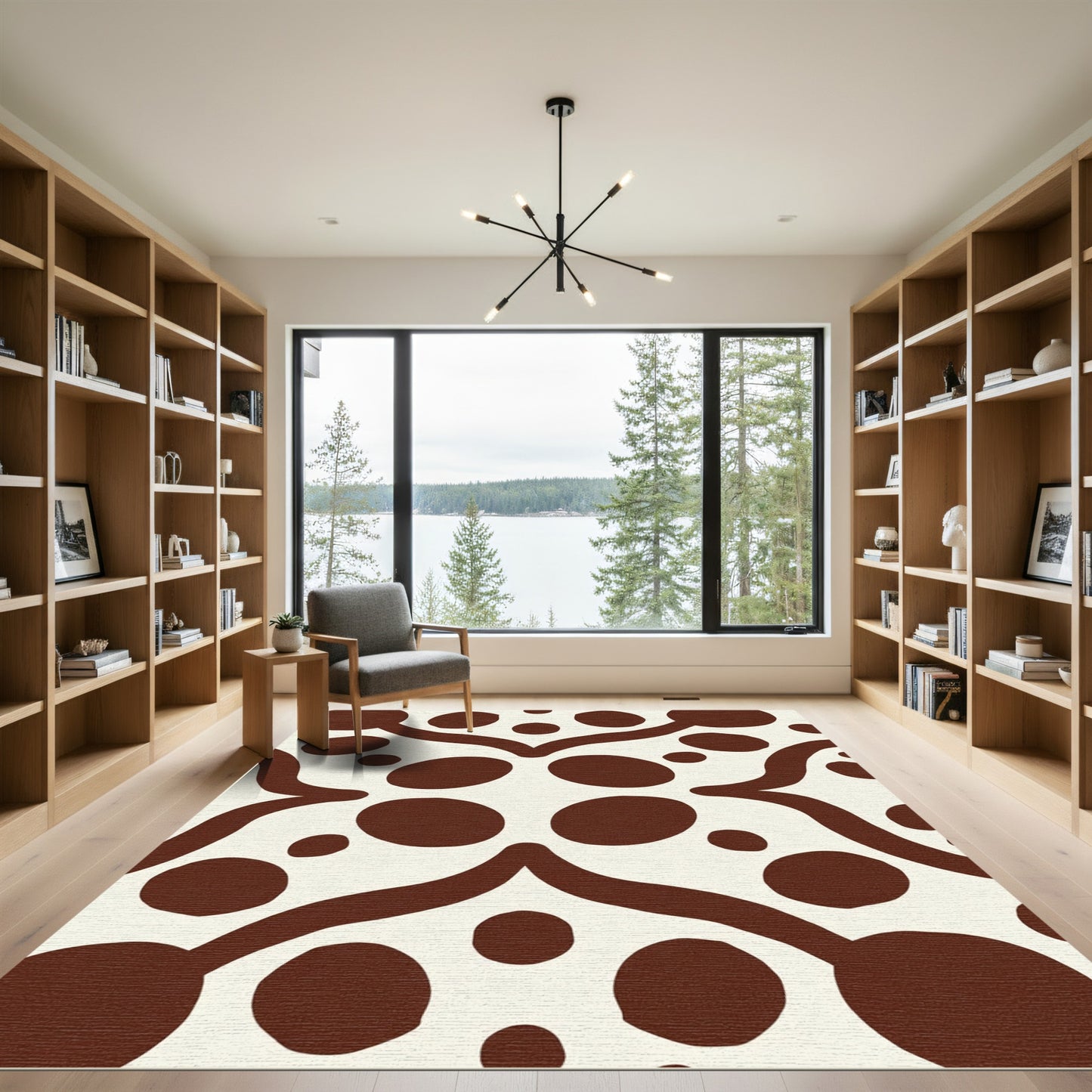 Crimson Organic Dot medallion Rug